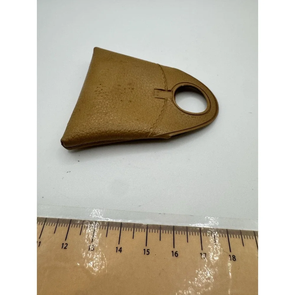 Vintage Tan Pebbled Miniature Heart Bag Dollhouse Accessory Coin Purse 2.5 Inch